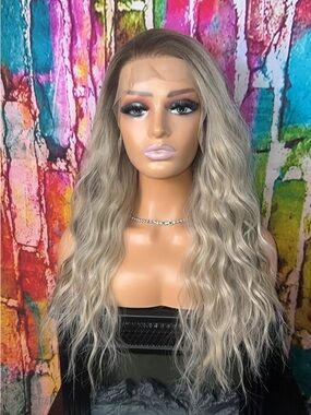Theia 13x6 HD Lace Front Wig Ash Blonde Wavy Synthetic Pre-Plucked Glueless